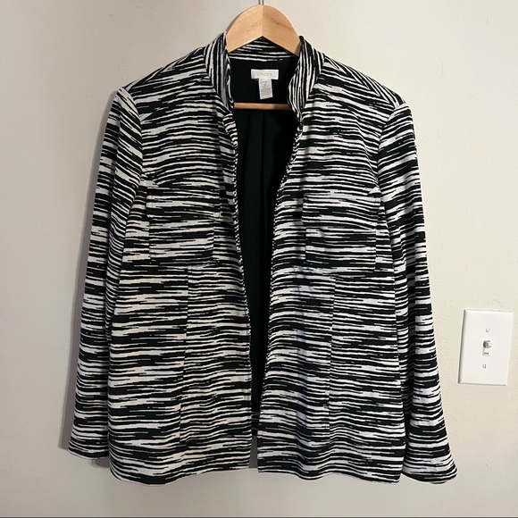 Chico's Jackets & Blazers - Chico’s Striped Open Front Medium Blazer Jacket